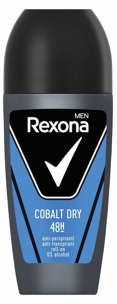 Blå Rexona roll-on deodorant för män.