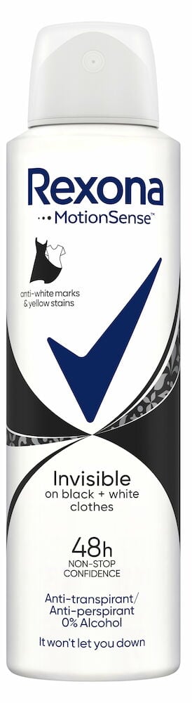 Vit och svart deodorantspray för kvinnor från Rexona.