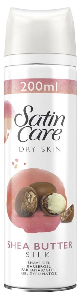 Vit rakgelburk med lock och sheasmörbild.