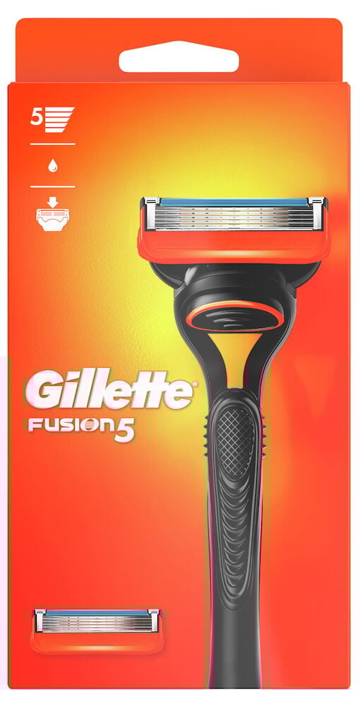 Svart Gillette Fusion5 rakhyvel med två rakblad.