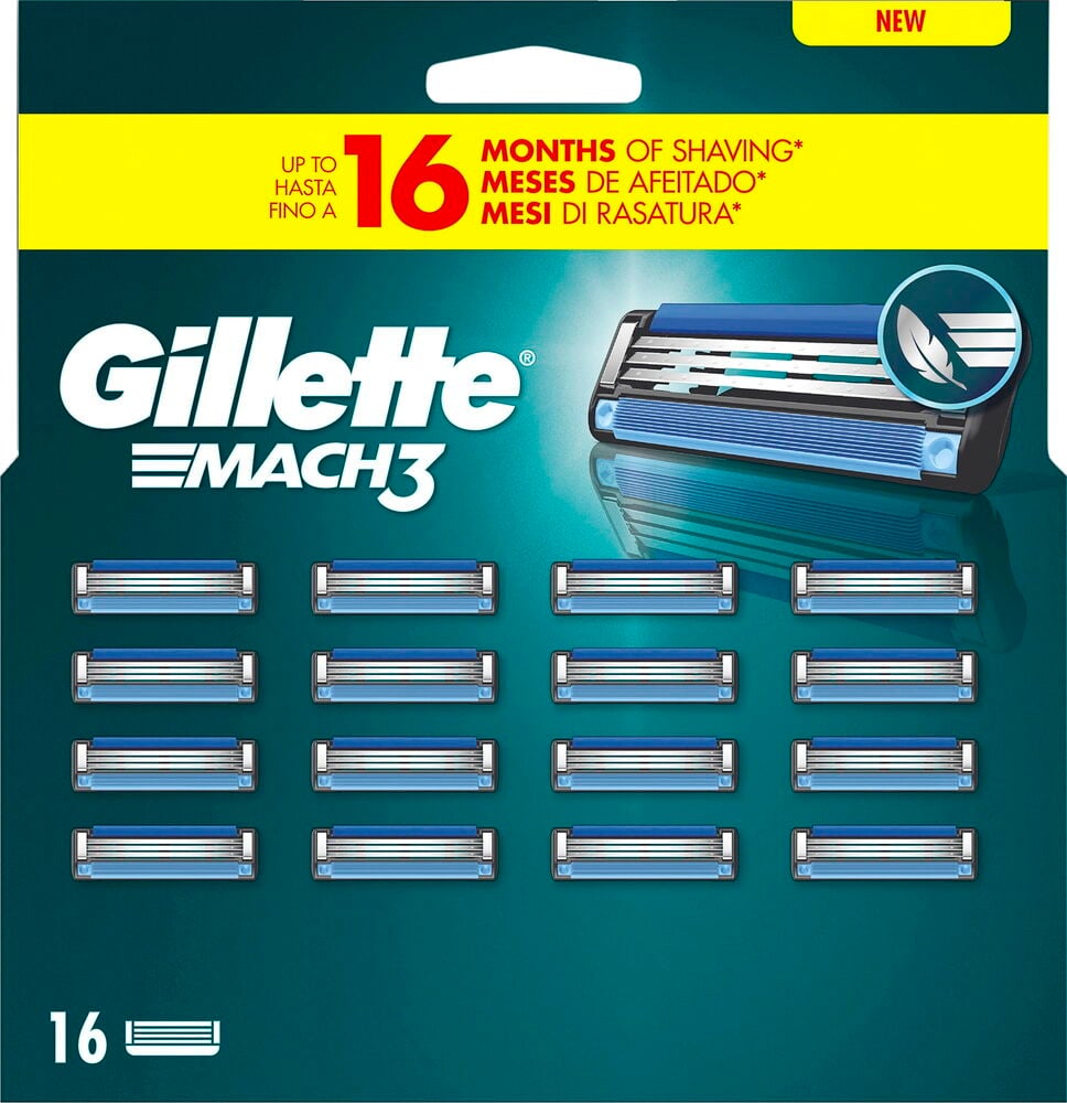 Sexton Gillette Mach3 rakblad i förpackning.