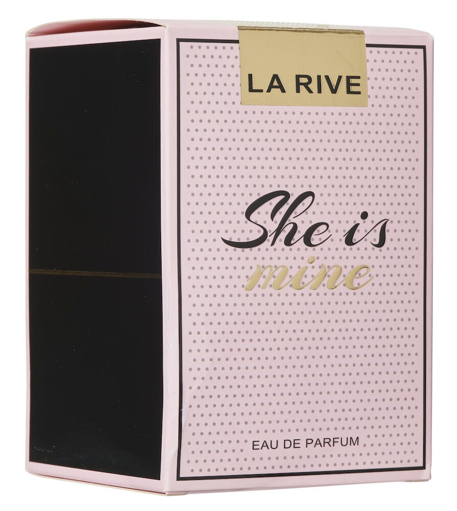 Rosa parfymkartong med texten She is mine.