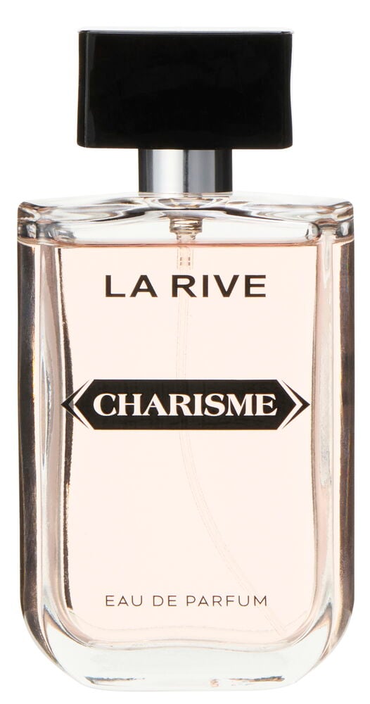 Elegantti hajuvesipullo, jossa on musta korkki ja vaaleanpunaista nestettä.