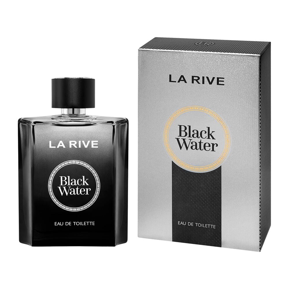 Schwarze Herrenparfümflasche mit zugehöriger Verpackung.