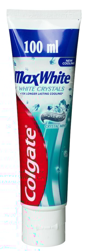 Tannkremtube Colgate MaxWhite 100 ml krystallmynt.