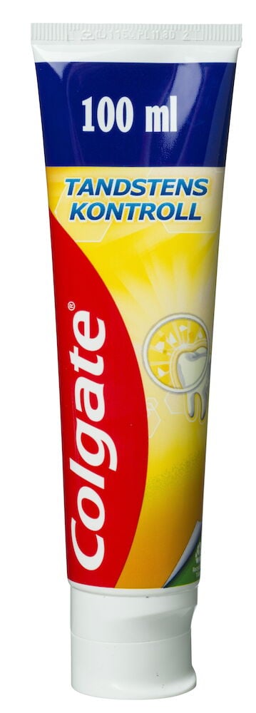 Tandkräm Colgate tub 100 ml framsida text.