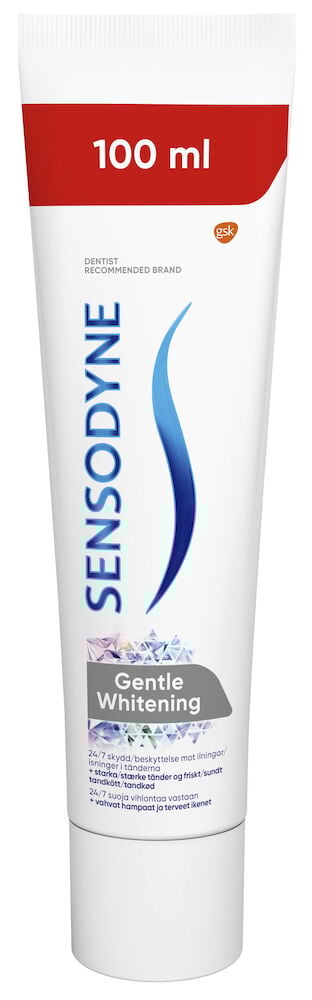 Vit tube Sensodyne tannkrem Gentle Whitening 100 ml.