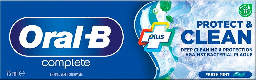Blå tandkrämstubu Oral-B Complete Protect & Clean.