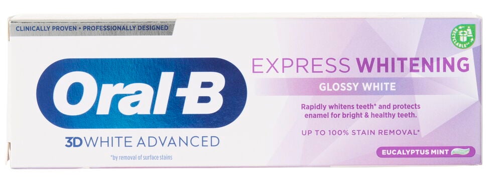 Tandkräm Oral-B 3D White Advanced kartong.