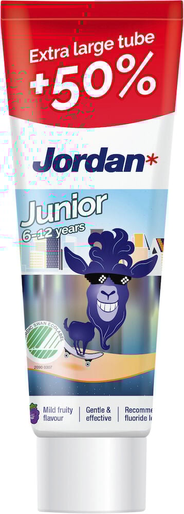 Tandkrämstub för barn med färgglad tecknad figur.