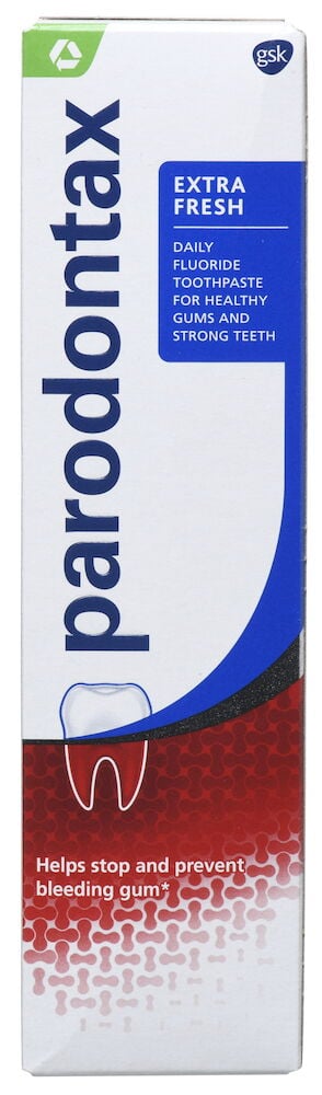 Pakkaus Parodontax Extra Fresh hammastahnaa 75 ml.
