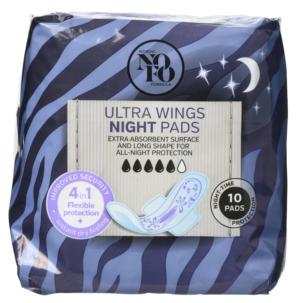 Blå pakke med nattbind for damer med vinger.