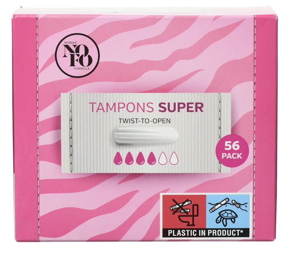 Rosa förpackning med 56 super tamponger.