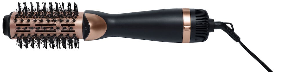 Musta ja roosa kuumailmaharja pyöreällä harjaspäällä.