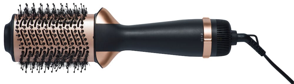 Musta ja ruusukullanvärinen ovaali lämminilmaharja johdolla.