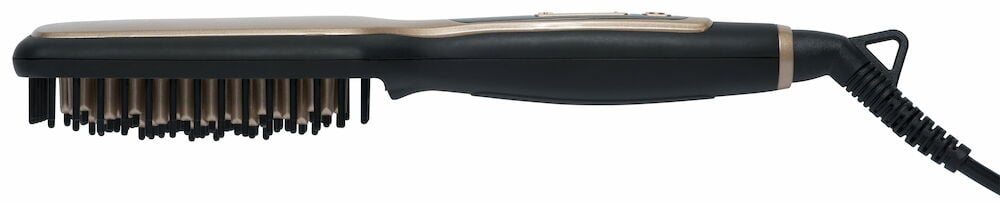 Svart og gull flatbørste med lang ledning.