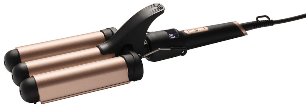 Schwarze und roséfarbene Wellenzange mit drei Zylindern.
