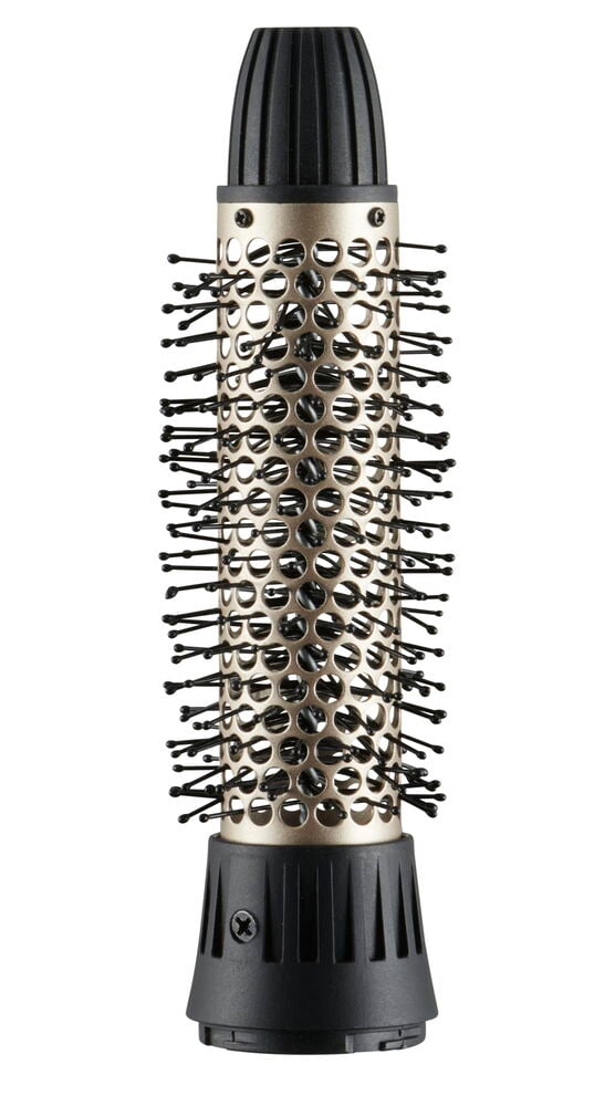 Multistyler 6 in 1 HMS25, ett svart och metalliskt guld borstfäste med borst och ventilationshål.