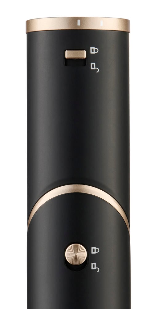 Svart Multistyler 6 i 1 HMSC26 med gulldetaljer: toppring, skyvebryter, buet bånd og rund knapp.
