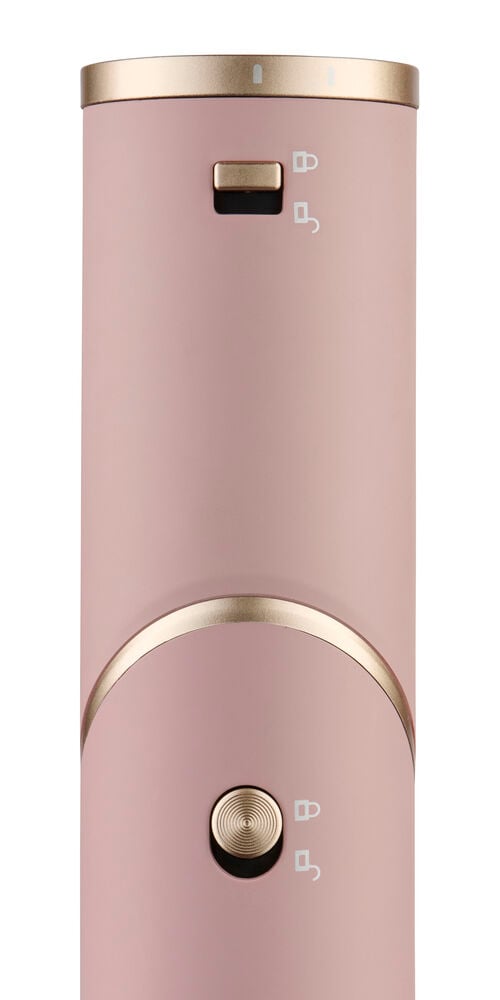 Multistyler Rosa 6 i 1 HMSC26, et rosa hårverktøy med gulldetaljer, en skyvebryter og en rund knapp.