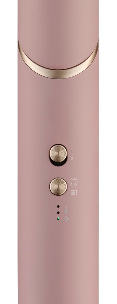 Nærbilde av Multistyler Rosa 6 i 1 HMSC26 med rosa kropp, gullfargede detaljer og kontrollknapper.