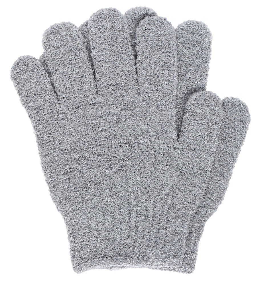 Pari harmaita kuorivia kylpyrukkasia kankaasta.