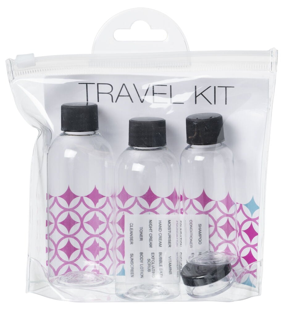 Fyra tomma plastflaskor i genomskinlig resepåse.