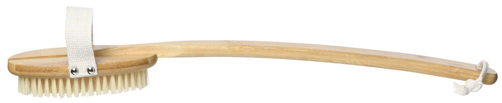 Badborste i bambu med avtagbart långt handtag.