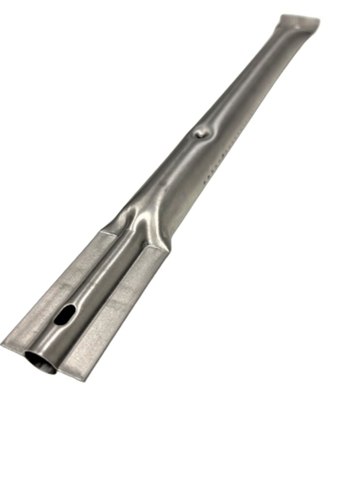 Pitkänomainen metallinen kuumailmapoltin hopeanvärinen.