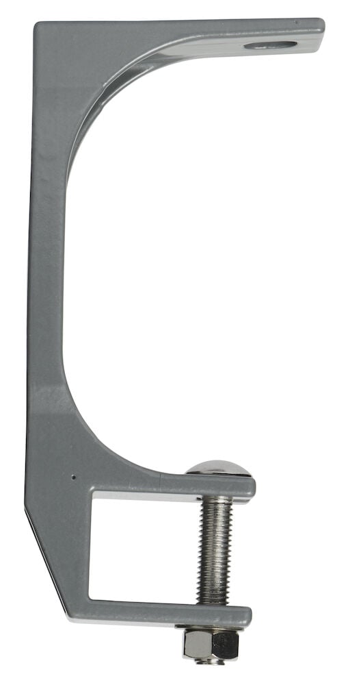 Vitt väggfäste i stål med monteringsskruv.