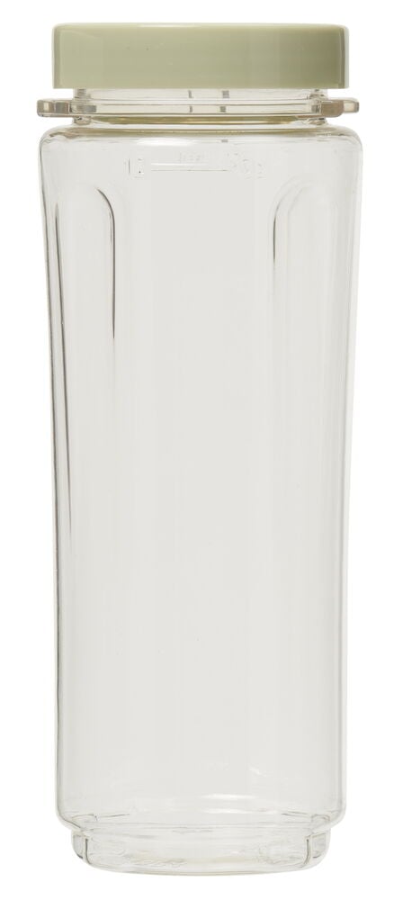 Transparent sportflaska med ljust plastlock.