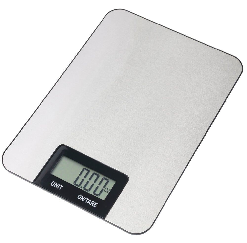 Digital köksvåg i rostfritt stål med LCD display.