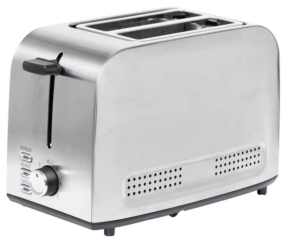 Rostfri brödrost för två skivor med reglage.