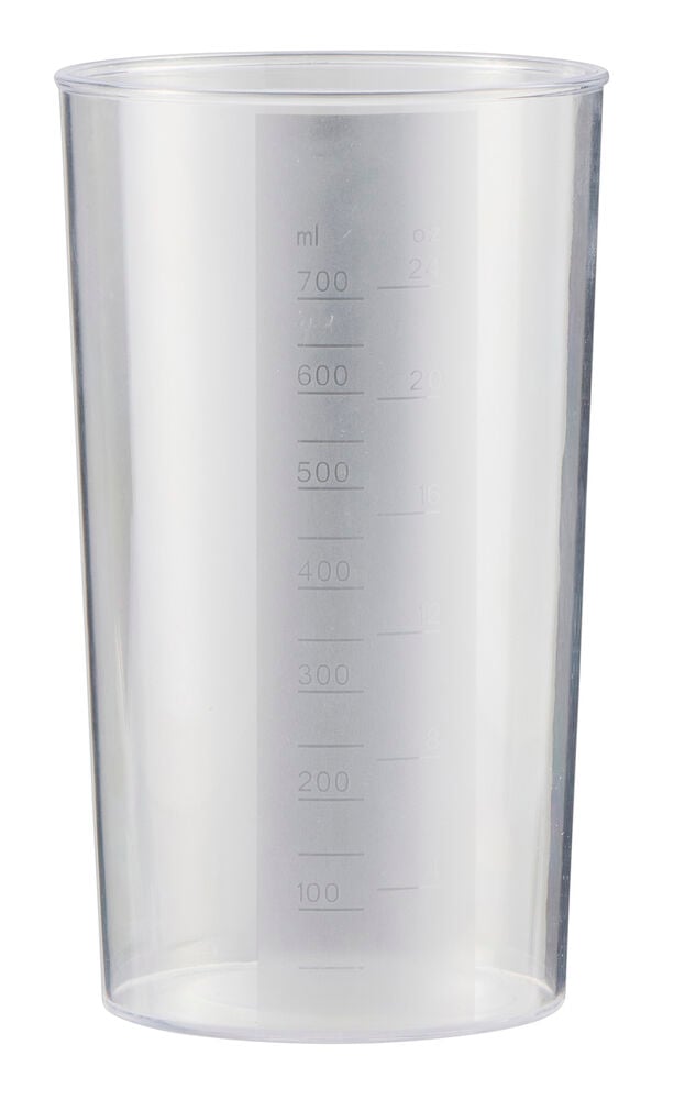 Genomskinlig plastmätbägare med ml- och oz-markeringar, del av Stavmixerset 800 W 3 in 1 BHS26.
