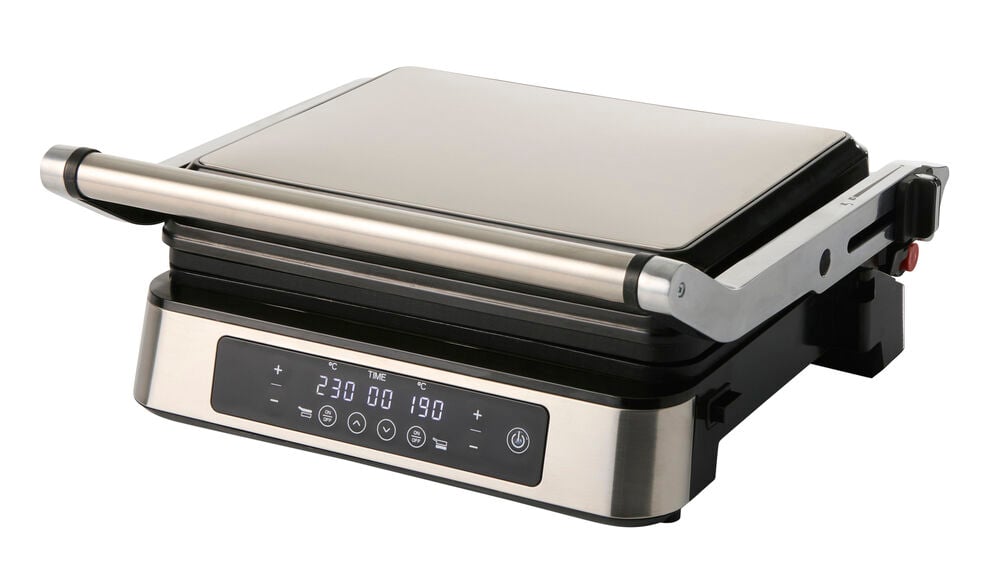 Bordgrill Digital 2000 W TDG26 i rustfritt stål og svart med digital skjerm.
