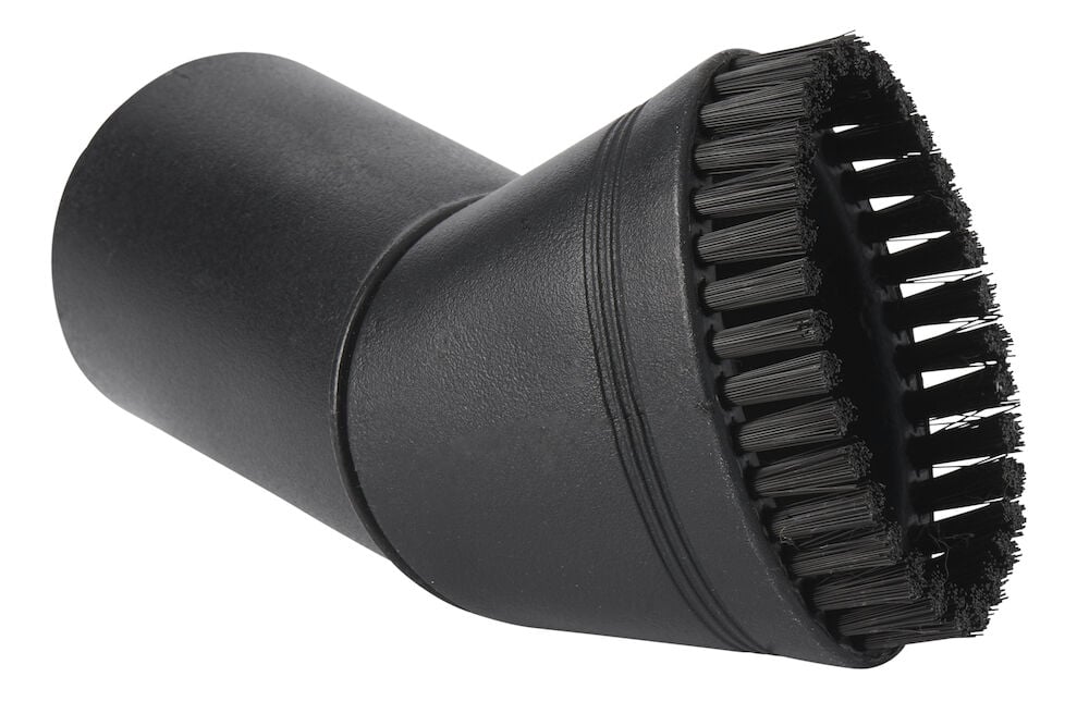 Rund borste med svarta borst för dammsugare.