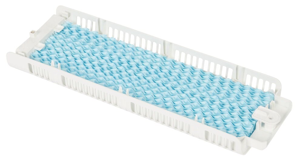 Suorakulmainen valkoinen suodatin, jossa sininen verkkokuosi.