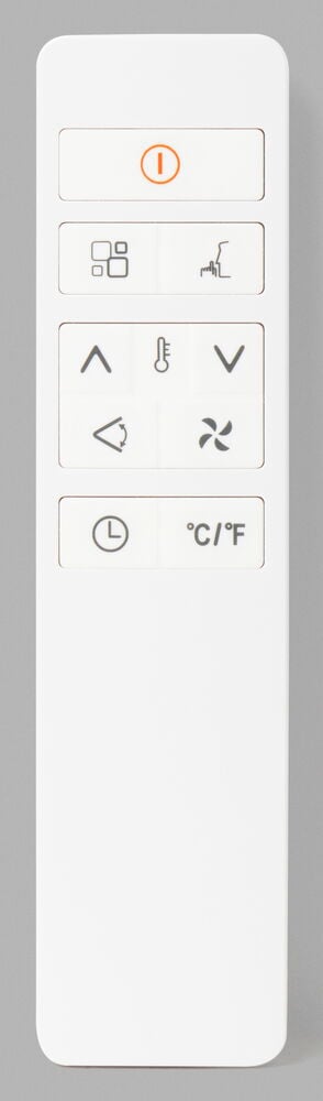 Valkoinen kaukosäädin, jossa on painikkeet ilmastointiin