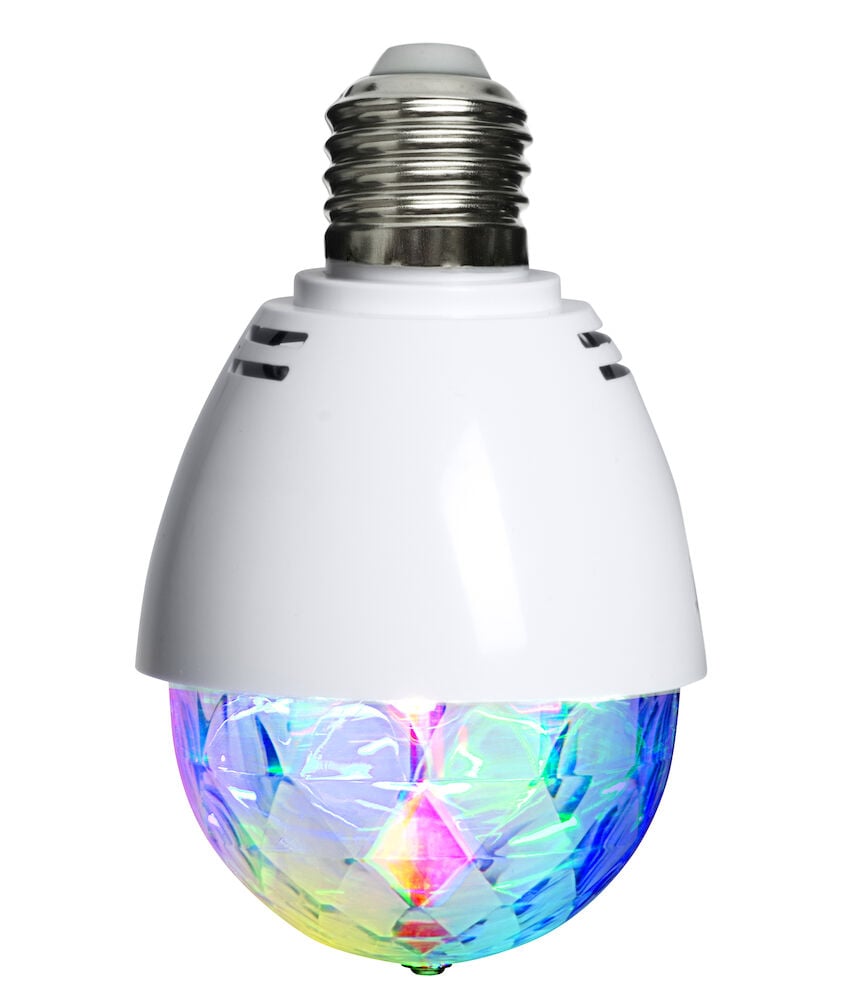 Vit LED discolampa E27 med färgat ljus.