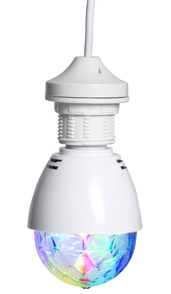 Vit LED discolampa med färgad ljuseffekt.