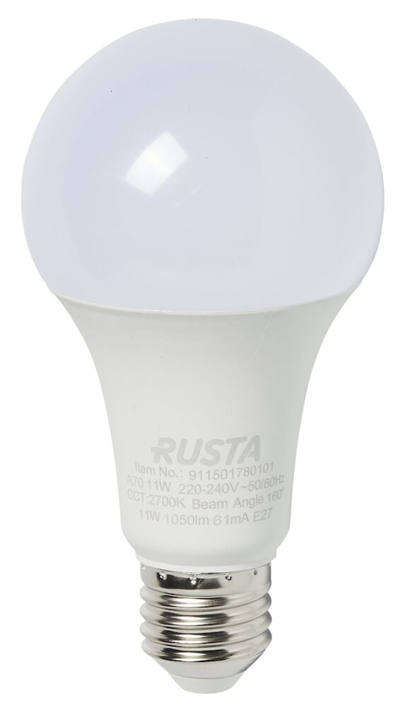 Vit dimbar LED-glödlampa med E27 sockel.