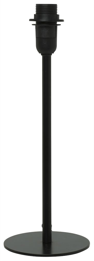Svart metallisk lampfot med rund bas och E14 sockel.