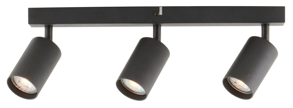 Svart spotlight med tre justerbara lampor.