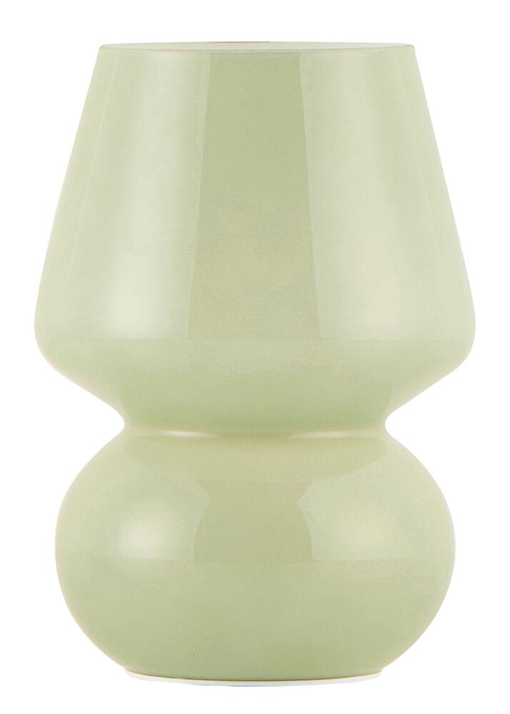 Hellgrüne sanduhrförmige Glas Dekorationsbeleuchtung Santorini 13x18 cm.