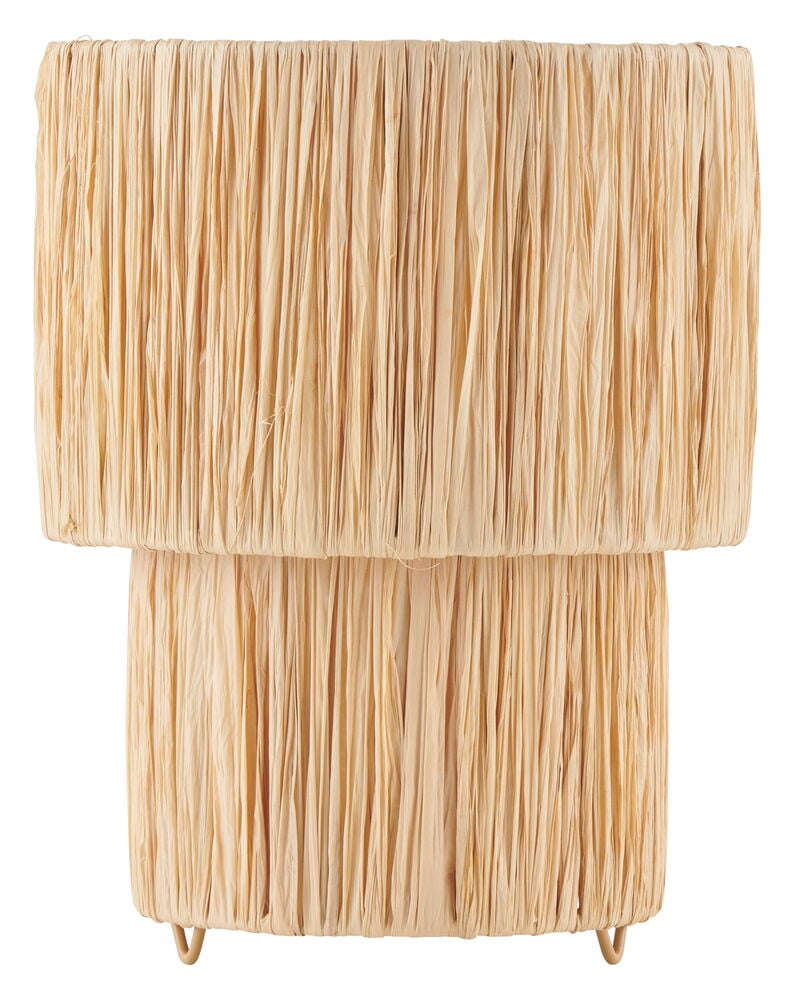 Dekorativ bordlampe i naturfarget raffia.