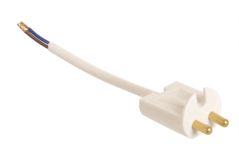 Vit kronkontakt med sladd för taklampa.