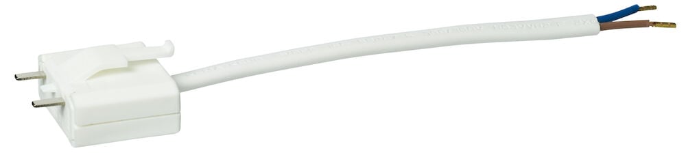 Valkoinen kruunukosketin liitäntäkaapelilla sähkökytkentää varten.