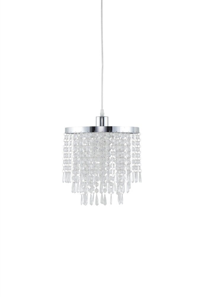 Krom taklampa med hängande akrylprismor.