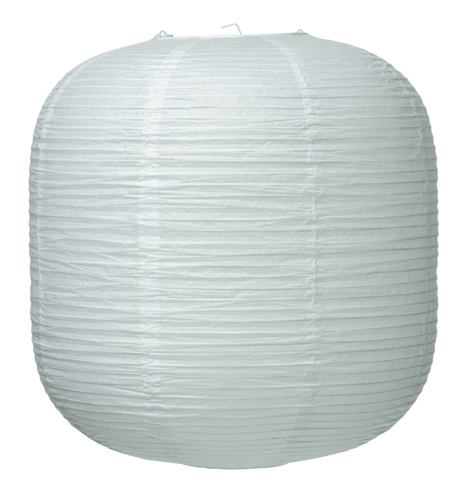 Vit rund rispapperslampa för tak inomhus.
