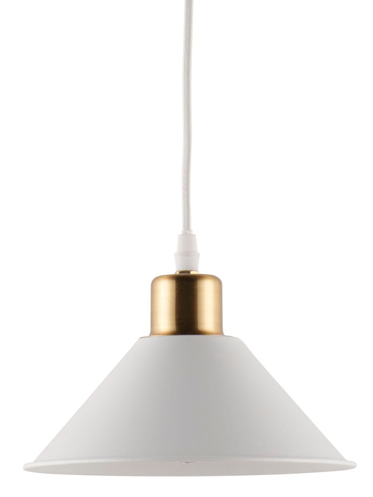 Vit och guld fönsterlampa med svart kabel